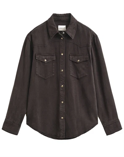 Gant - Denim Twill Ranger Skjorte - Deep Brown